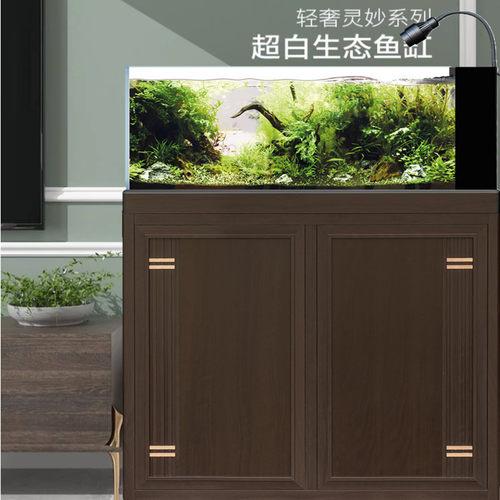 热销客厅松宝溪流缸超白玻璃造景滤生态鱼缸水草底靠墙金鱼缸现货