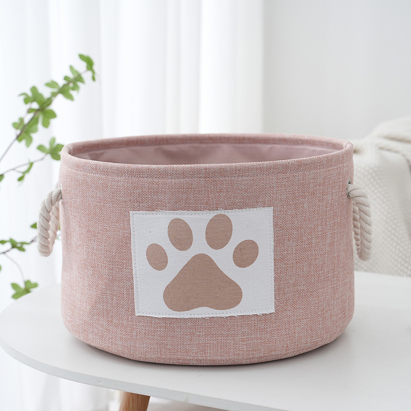 布艺杂物收纳篮 大容量可折叠圆形布艺棉麻收纳篮 棉绳收纳脏衣篮