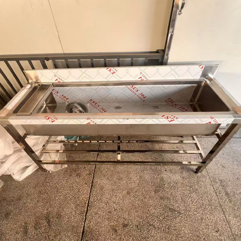 厂家批发不锈钢通洗菜水池学校餐厅饭店槽刷碗单槽不锈钢洗手槽