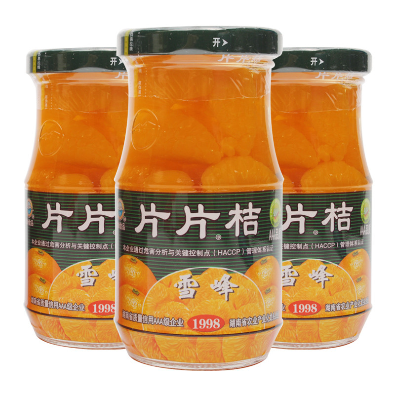 雪峰片片桔橘片罐头240g瓶装橘片糖水柑橘蜜桔罐头