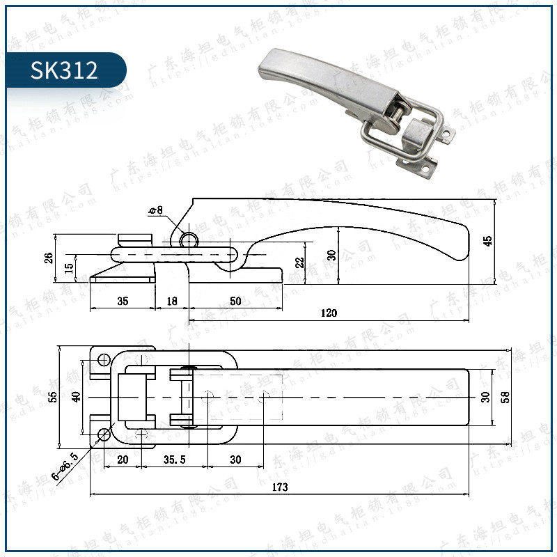 304不锈钢特殊车辆重型锁扣大型设备搭扣船舶箱柜把手式门扣门勾