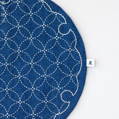 of9d刺叶纹绣材料包雪轮纹麻子茶席自绣新手diy刺绣手工印好图蓝