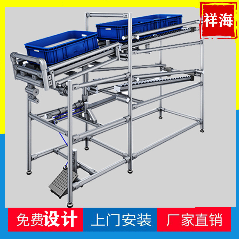 LCIA低成本自动升降周转手推车光电感应物料货架三代精益管组装线