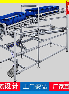 LCIA低成本自动升降周转手推车光电感应物料货架三代精益管组装线