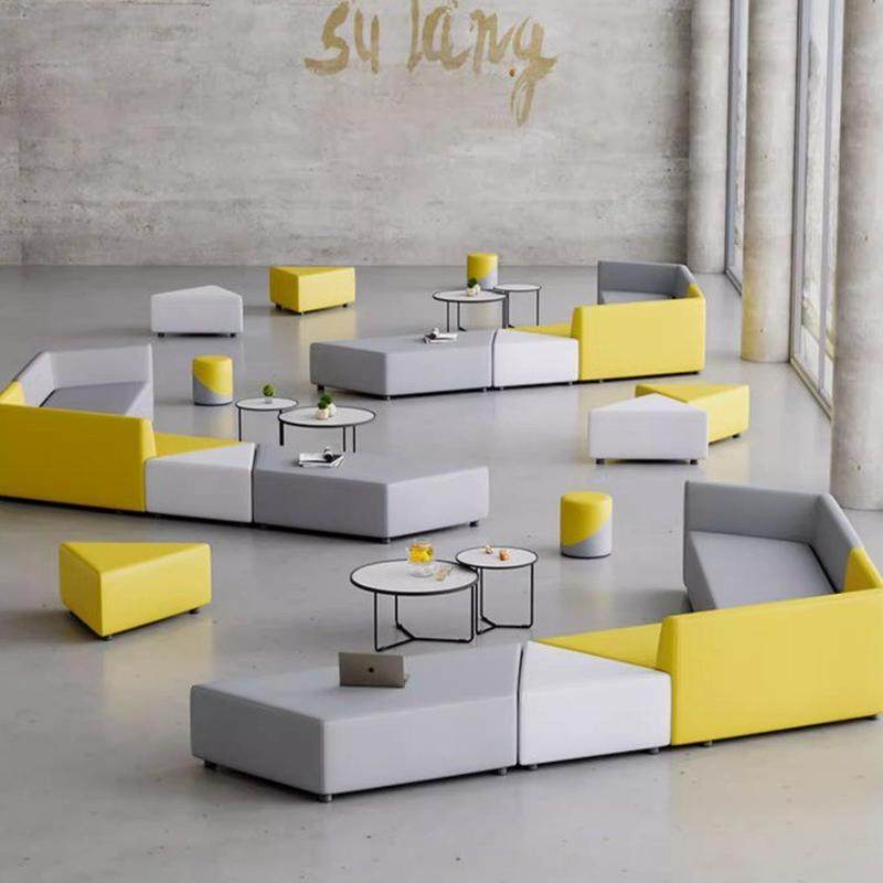 热销创意异形组合三角形梯形几何设计师个性沙发洽谈区会议室沙发