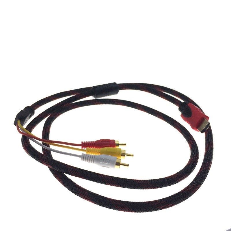 HDMI转VGA+AV线 高清晰HDMI转VGA加视频左右声道电视机3RCA莲花线
