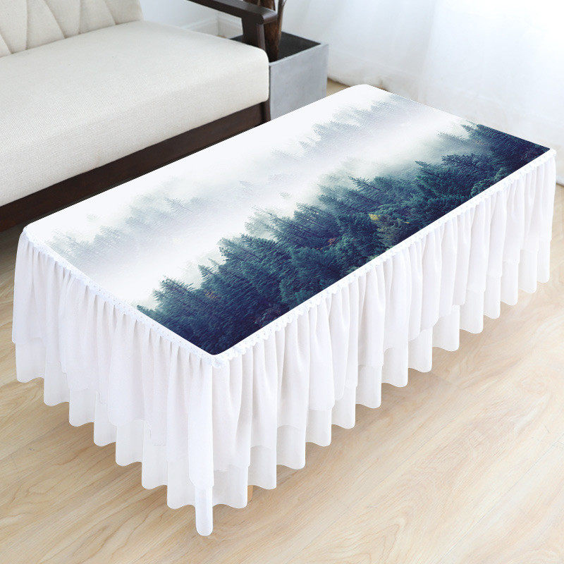 茶几桌布蕾丝北欧风家用长方形客厅茶机布垫防滑盖布电视柜防尘罩