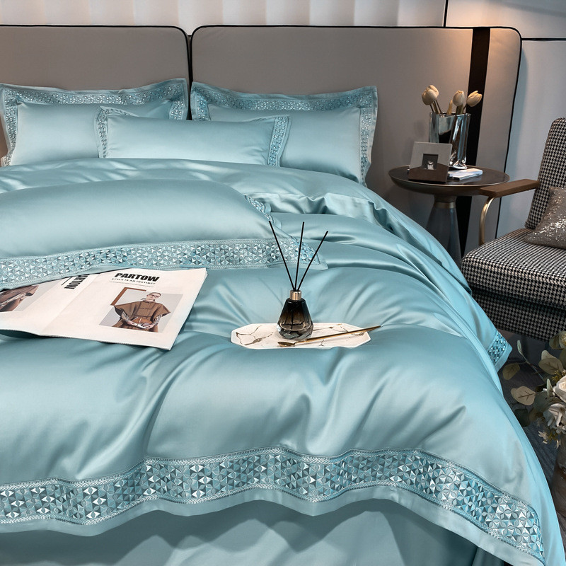 200支轻奢双股匹马棉四件套100床单被套酒店裸睡床上用品