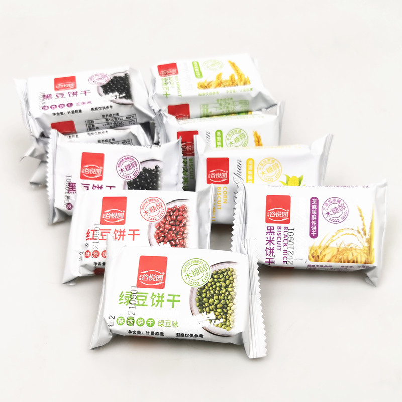 谷悦园木糖醇饼干2斤无蔗糖红豆绿豆黑豆黑米玉米荞麦饼干10斤/箱