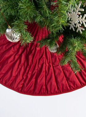 新品圣诞节红色底座缝射性圣诞树裙绗装饰品树裙摆围裙工厂店