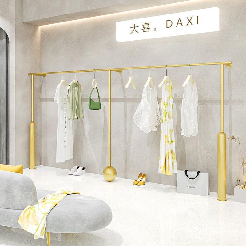 金色服装店展示架女装店上墙铁艺轻奢网红专用陈列货架高档挂衣架