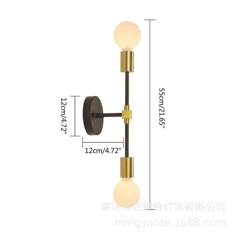 个性北欧式复古黑金款双头灯创意床头餐厅过道客厅背景墙外贸壁灯