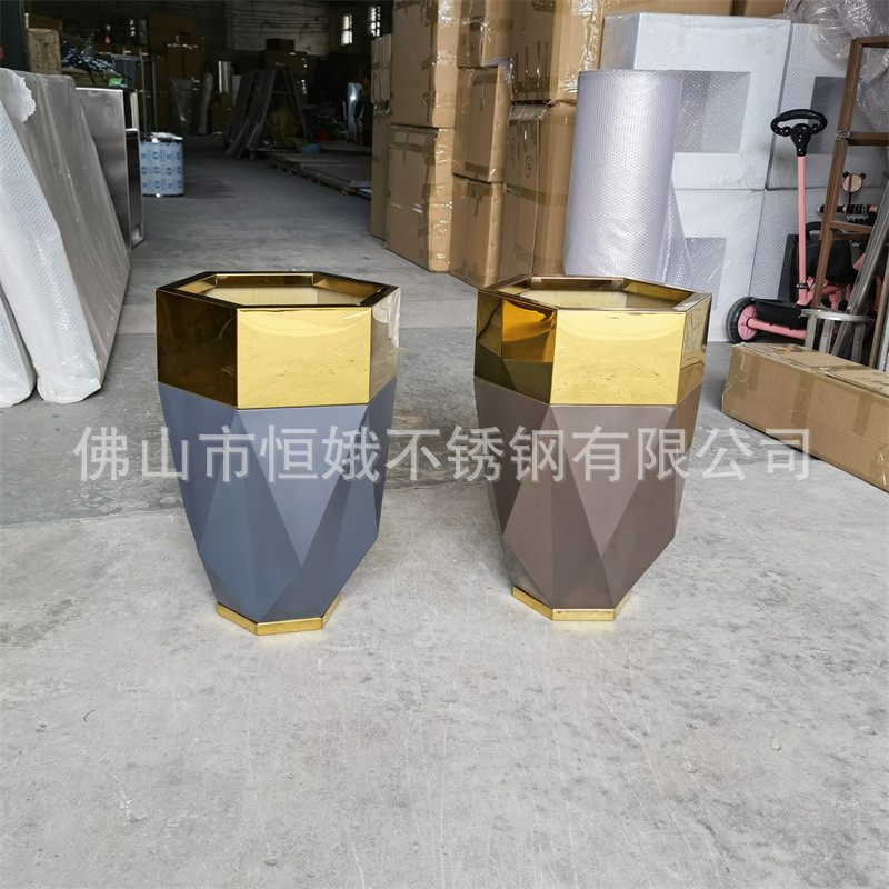 热销欧洲时尚白金花瓶室内装饰花现代钵杨桃不锈钢花瓶