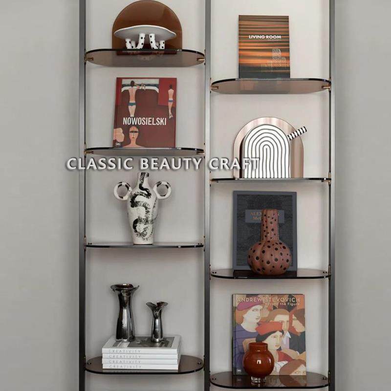 棕色家饰软装搭配套装样板房客厅层架摆件几何花瓶波点果盘装饰品