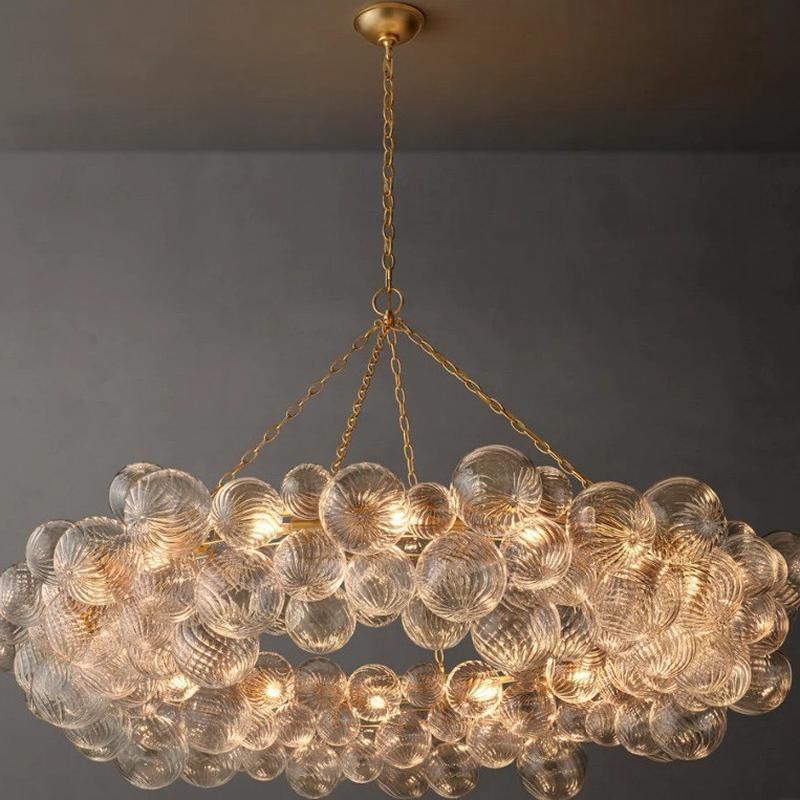 吊灯设计师款vc客厅圆环形美式现代美式漩涡玻璃泡泡球别墅餐厅灯
