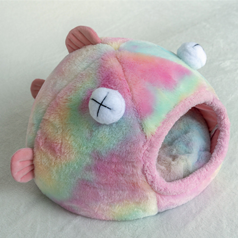 秋冬猫窝宠物用品大眼鱼造型狗窝立体海绵保暖创意宠物窝帐篷