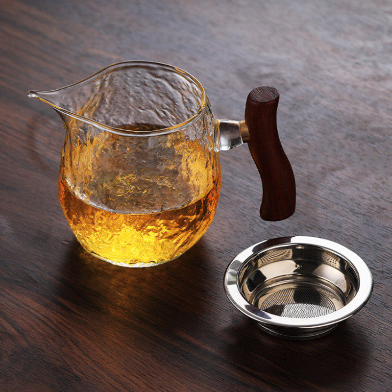 加厚玻璃公道杯茶漏一体带过滤分茶器茶滤套装带手柄耐热公熙之锦