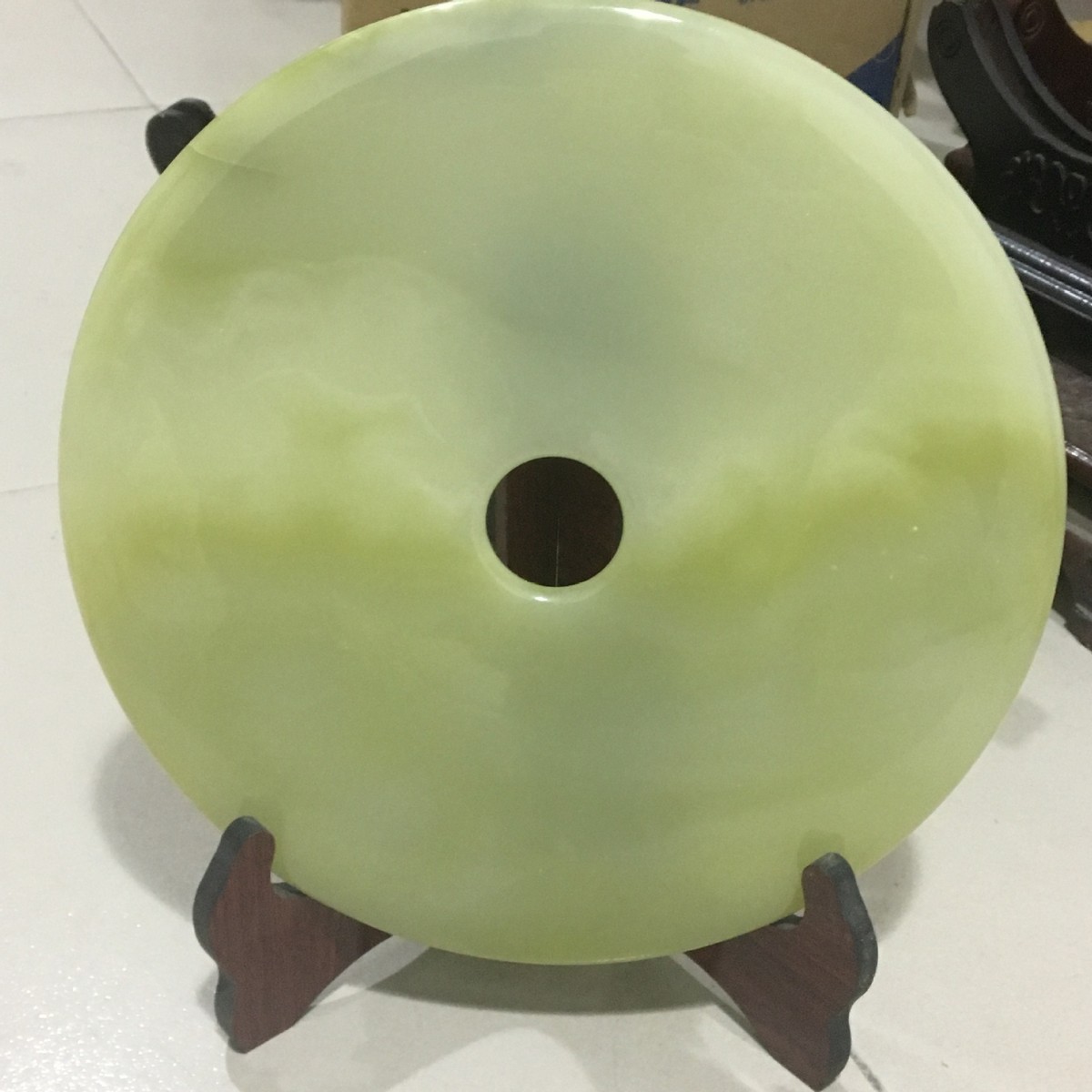 阿富汗玉平安扣礼品老料和氏璧摆件青玉仿古玉璧冰花雕件批发