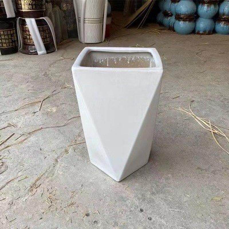 圆形简约酒杯镁泥花盆特大号绿植盆栽大口径泥盆水泥花盆白色客厅