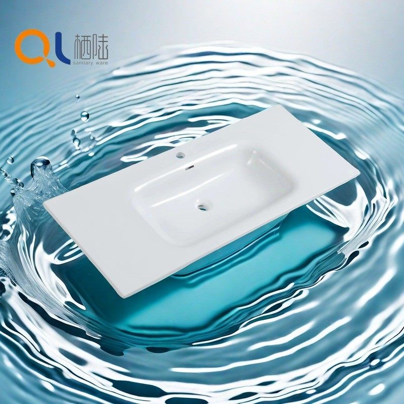 陶瓷一体式柜盆洗手间浴室柜盆台中盆洗手盆薄边盆洗漱台面盆,家装主材,盆、台一体成型式台盆,淘宝优惠券,粉丝福利购,淘宝优惠卷