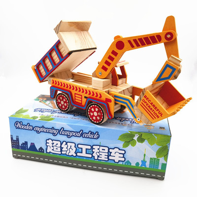 厂家现货木质工艺品木头超级工程车玩具模型旅游景区摆件地摊玩具