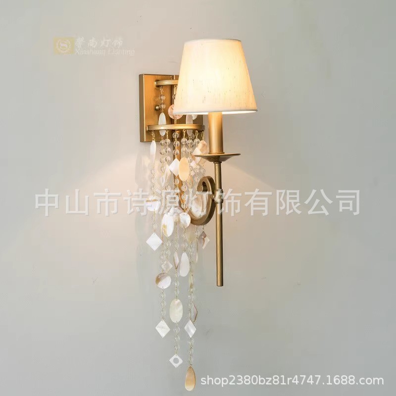 美式乡村水晶壁灯田园卧室床头单灯创意个性客厅过道走廊装饰灯具