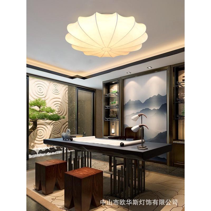 北欧吊灯客厅餐厅吧台复式楼梯日式创意蚕丝布艺简约饭厅餐桌灯具