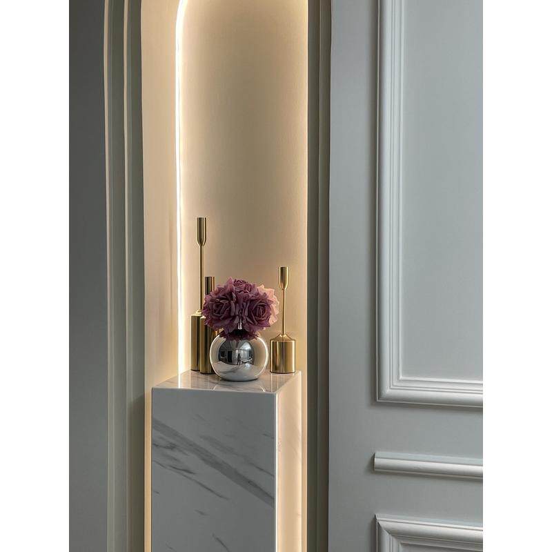 欧式电镀银色玻璃花瓶创意镜面圆球形水培插花器摆件软装简约现代