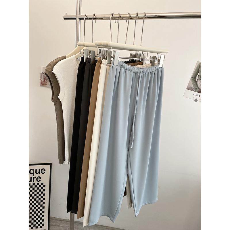 柠波家。夏季超薄垂感凉凉雪纺九分裤女宽松休闲小个子直筒阔腿裤,女装/女士精品,休闲裤,淘宝优惠券,粉丝福利购,淘宝优惠卷