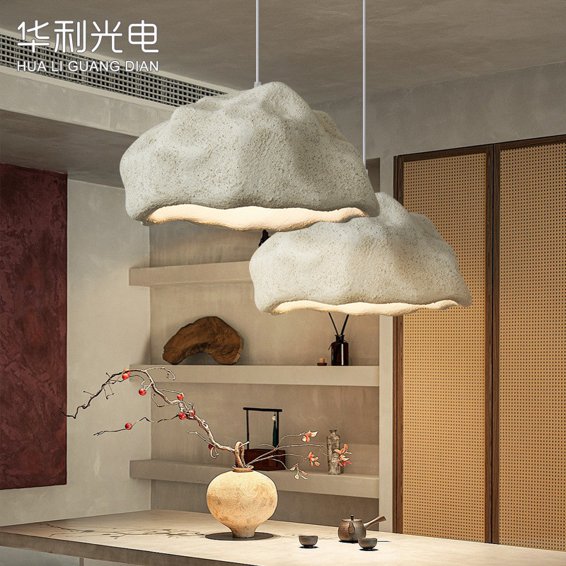 侘寂风仿岩石吊灯设计师复古餐厅灯吧台民宿酒店前台民宿装饰灯具