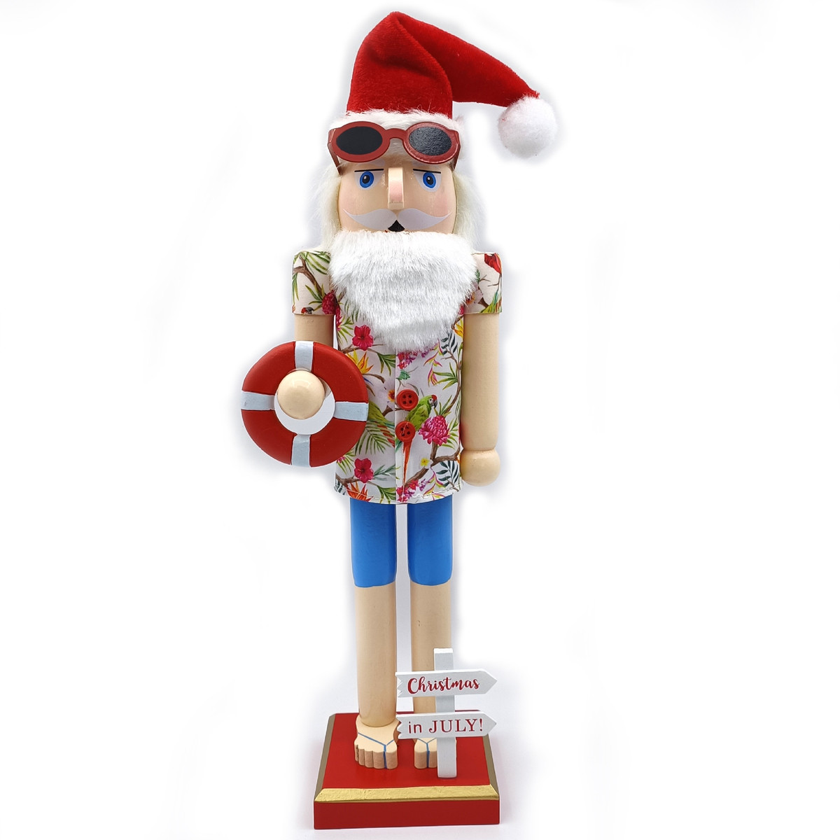 2024夏威夷新款传统木制立体胡桃夹子装饰，海滩圣诞老人节日摆件