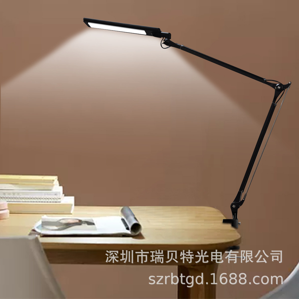 厂家销售高亮调光调色oem五轴多向双臂工作led台灯定时