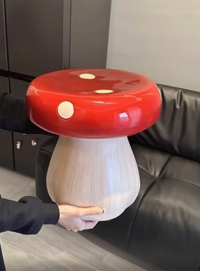 代发树脂工艺品摆件红蘑菇可爱换鞋凳客厅卧室创意家居装饰