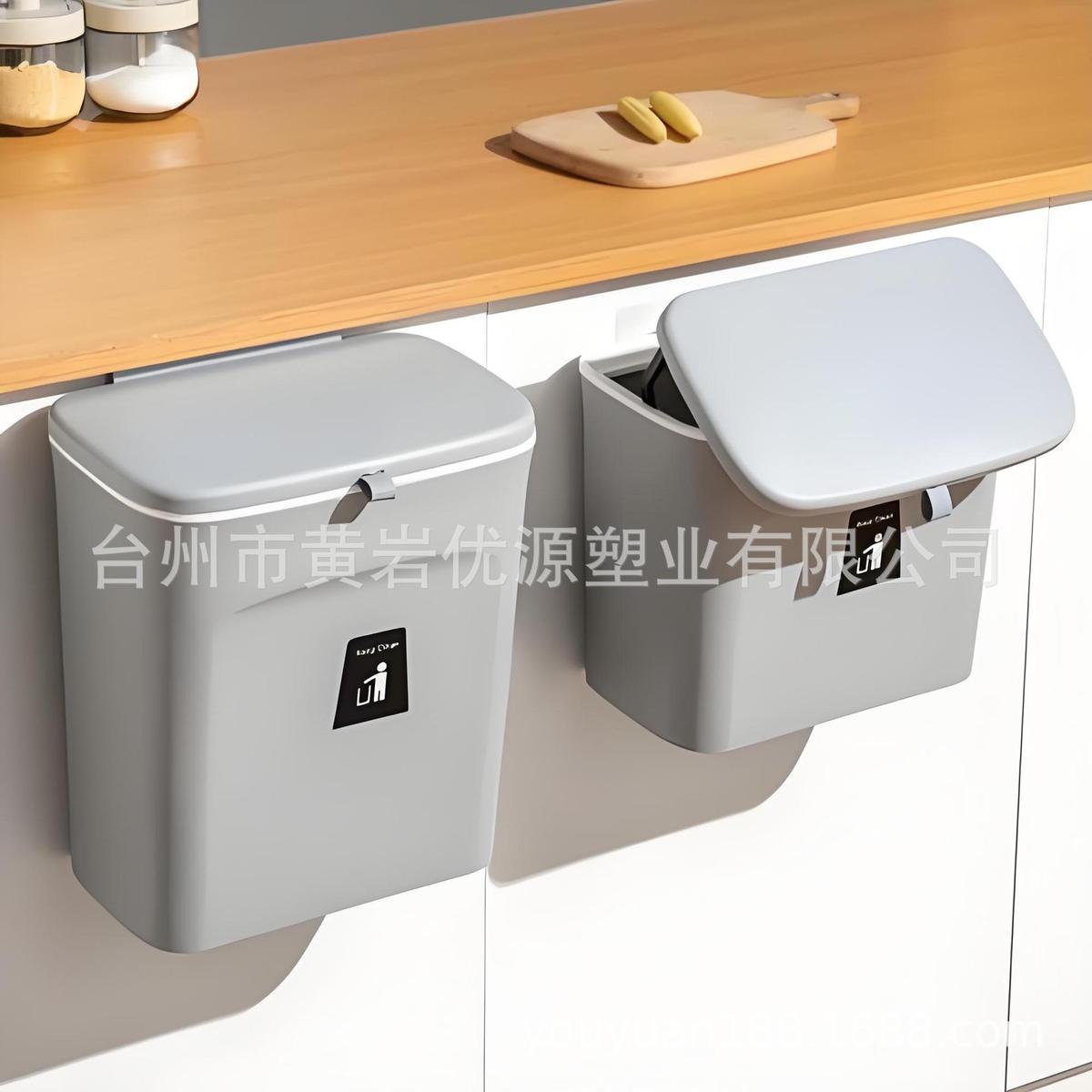 厨房垃圾桶客厅家用厨余翻盖可折叠橱柜门壁挂壁挂式模具制造