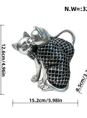 现代简约风装饰品猫摆件树脂装饰客厅酒柜工艺品样板房间摆设情侣