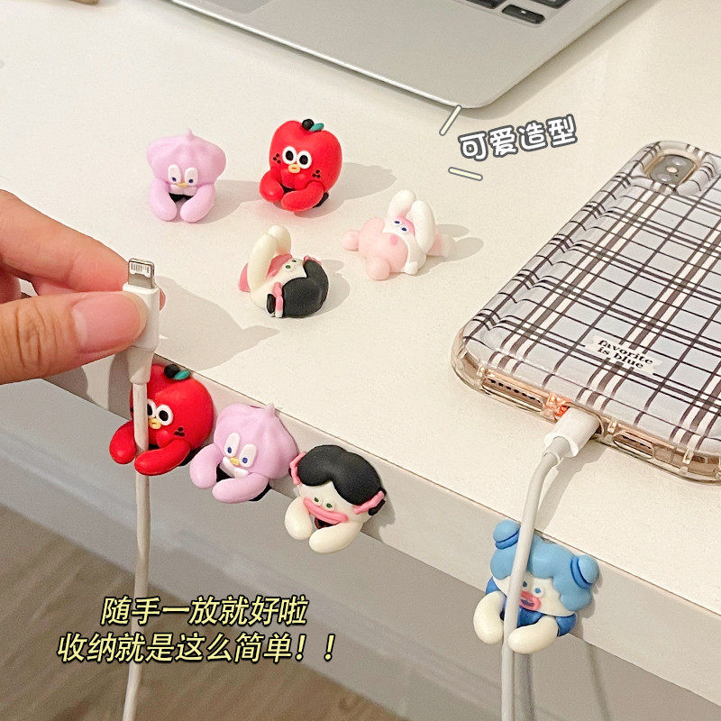 数据线收纳固定器免打孔手机充电线插头固定夹桌面理线器可爱卡扣