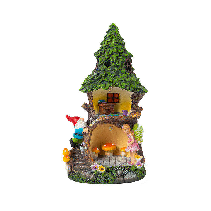树屋工艺品摆件批发太阳能庭院灯花园微景观发光摆件户外防水灯