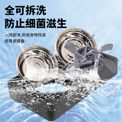 热销xtf狗碗狗食盆金毛大型犬防打翻粮碗高脚饮水大号宠物碗双碗