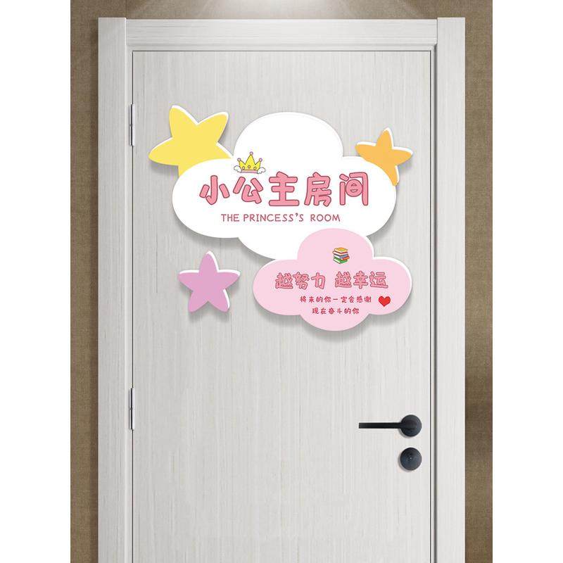 女孩儿童房间布置装饰墙面遮丑墙贴卧室门女生挂件门贴小公主门牌,家居饰品,软装墙贴,淘宝优惠券,粉丝福利购,淘宝优惠卷