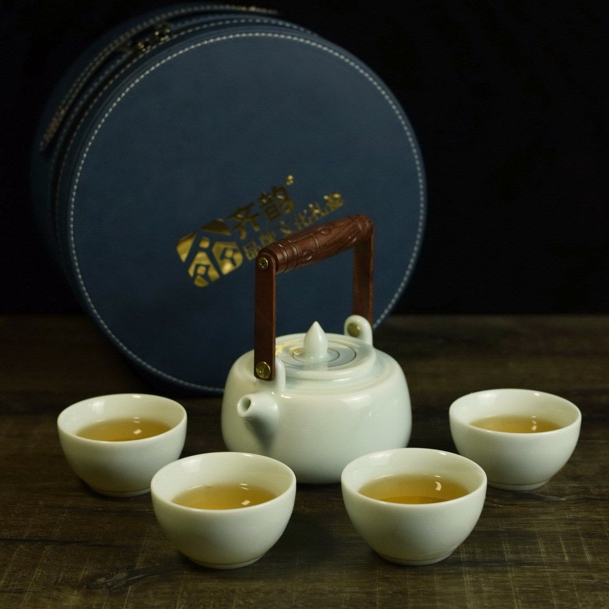 淄博陶瓷鲁青瓷提梁壶功夫茶具套装一壶四杯旅行便携包中秋送礼盒,餐饮具,功夫茶具,淘宝优惠券,粉丝福利购,淘宝优惠卷