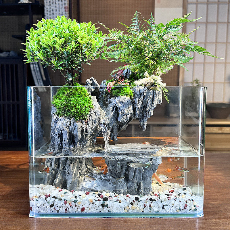 成品微景观生态鱼缸苔藓真绿植物造景桌面小型过滤循环客厅水陆缸,宠物/宠物食品及用品,生态瓶/创意缸/微景缸,淘宝优惠券,粉丝福利购,淘宝优惠卷