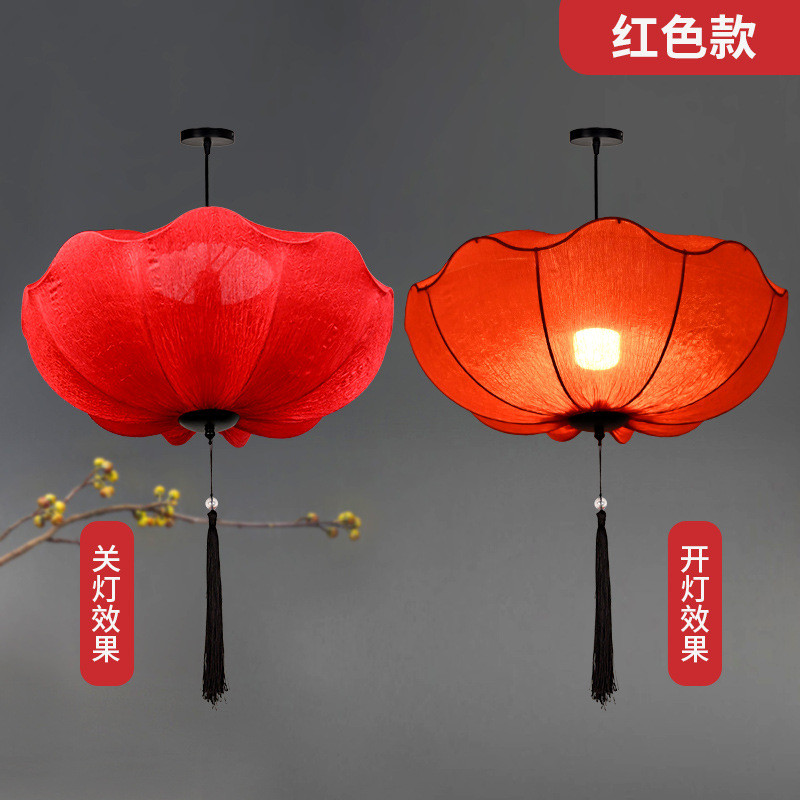 灯笼走廊火锅店饭店餐厅婚庆布艺过道装饰吊灯国潮中国风荷叶花灯