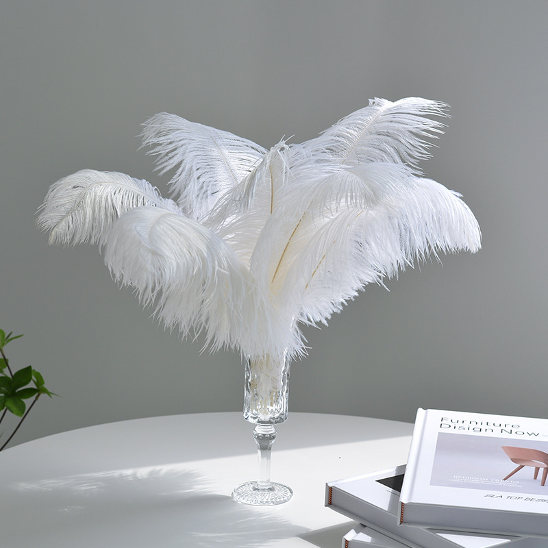 轻奢风羽毛装饰摆件家居客厅女生卧室梳妆台粉色高级感法式摆设