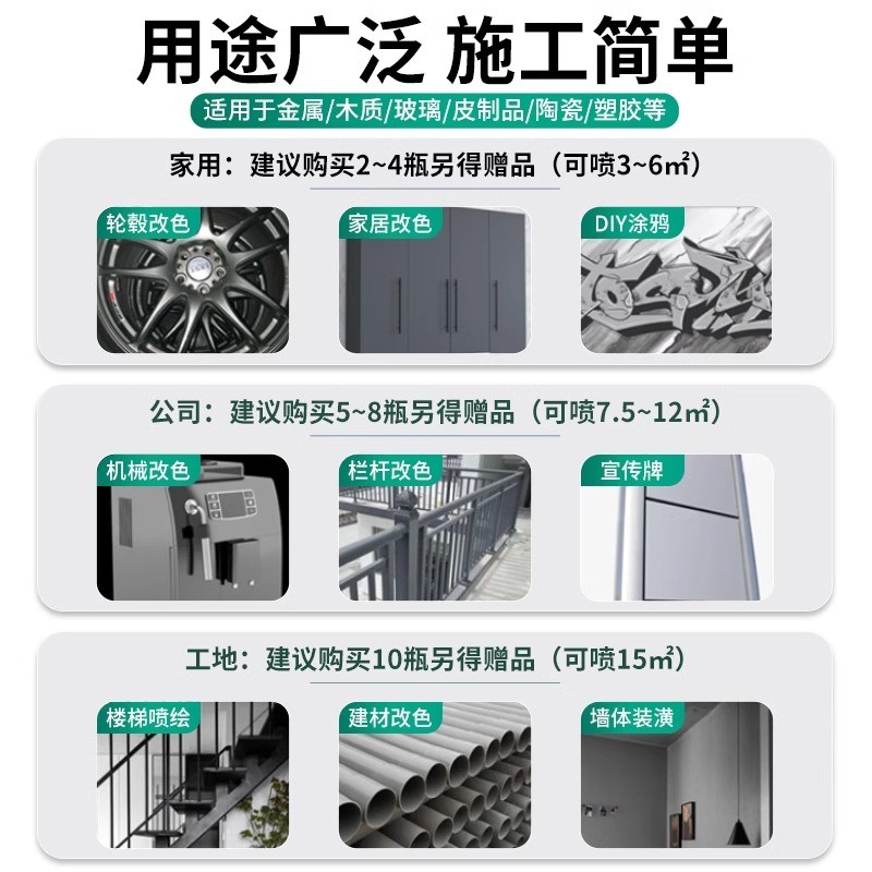 银灰色自动喷漆手摇自喷漆灰色汽车金属防锈漆哑光灰深灰油漆喷罐