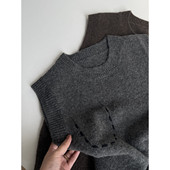 秋季 衫 小设计压线口袋马甲 叠搭层次感圆领百搭软糯无袖