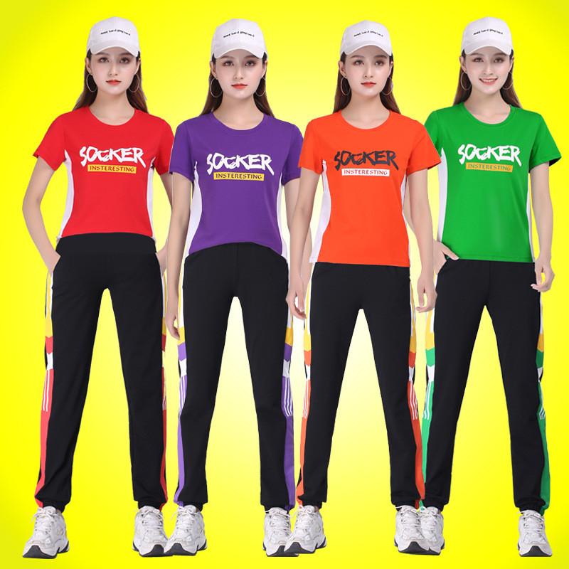 轻奢高货广场舞服装女夏装 跳舞运动服新款套装运动服装 跳舞衣服