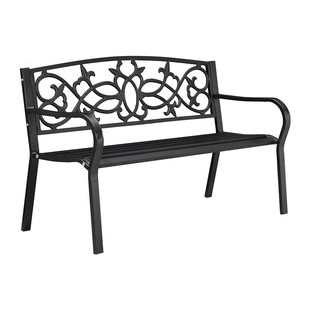 紫双人园椅子户外休闲长椅庭院广场椅铁艺钢管椅阳台叶公椅长凳子