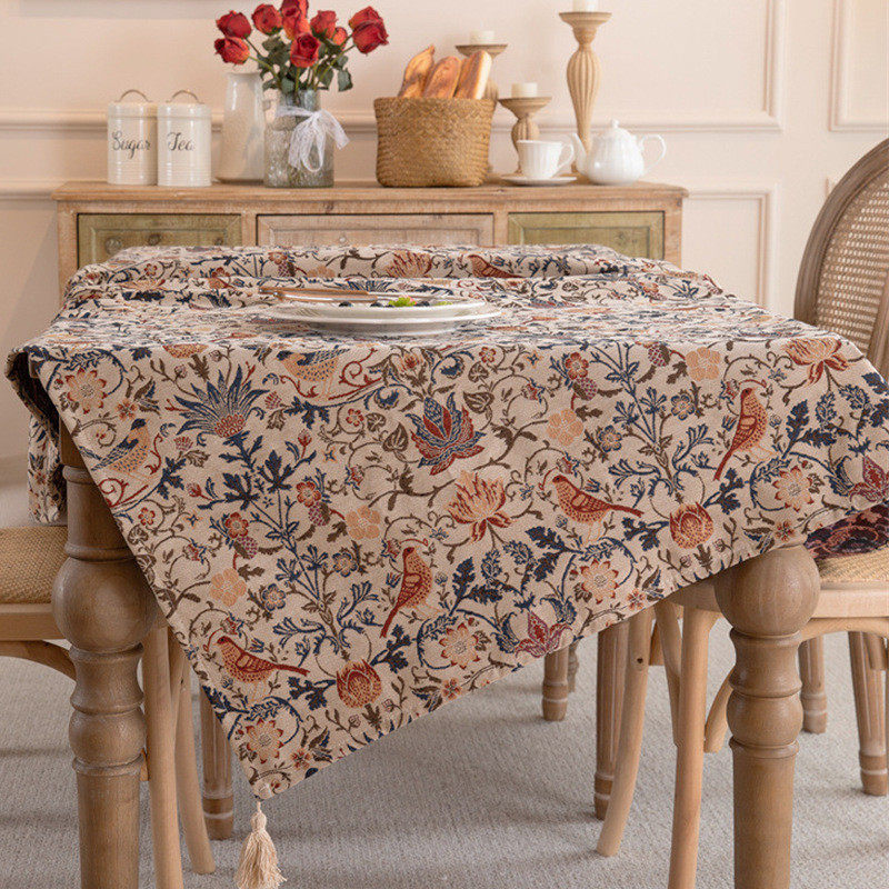 新中式复古风提花餐桌布黑白蝴蝶褶皱新款流苏桌布茶几圆桌荷叶边,居家布艺,桌布,淘宝优惠券,粉丝福利购,淘宝优惠卷