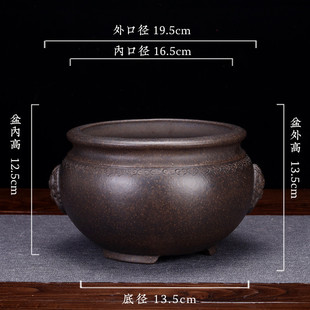 紫砂花盆圆形园艺兰花盆君子兰吊兰蕙兰盆阳台盆景蝴蝶兰简约陶瓷