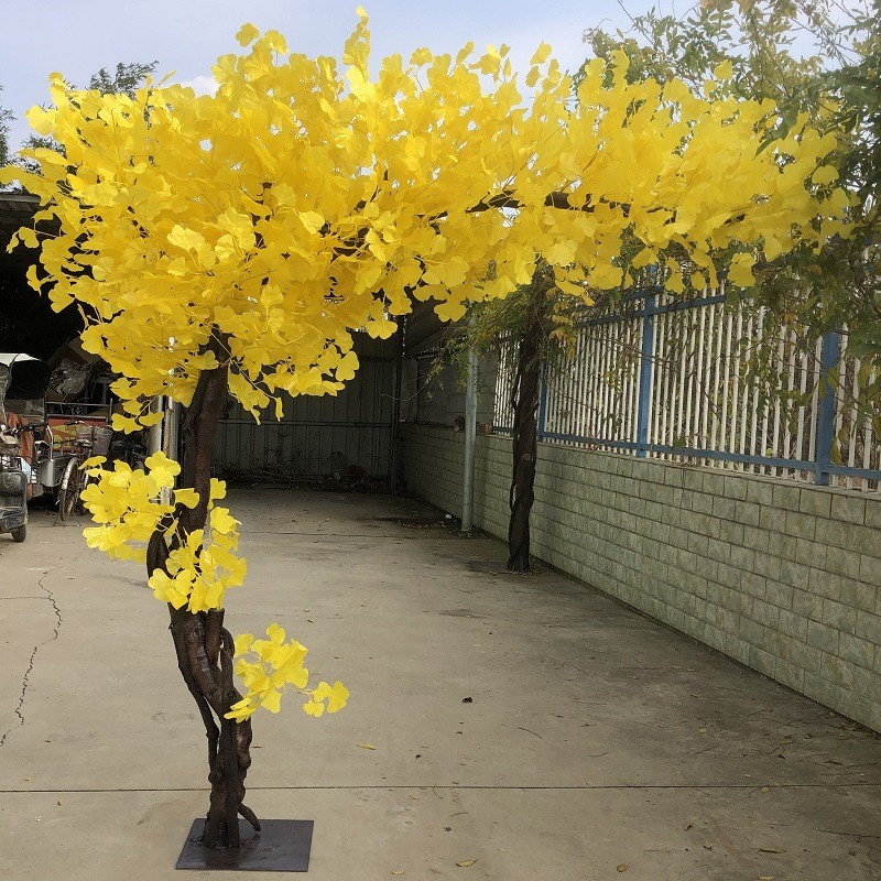 银杏树仿真花仿真树成品婚礼家居户外假树园林造景许愿树真绿植